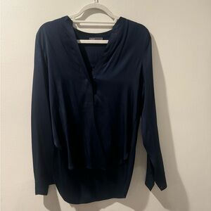 Vince Navy Silk Blouse